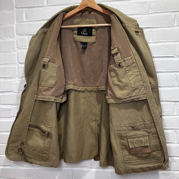 Vintage Orvis Chore Barn Field Elbow Patches Jacket Khaki Tan Men's Large - Picture 3 of 10